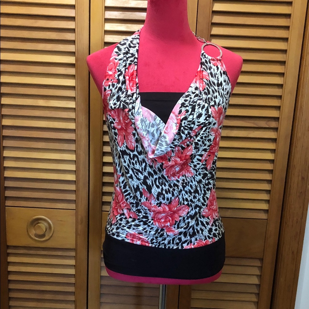 Elegant Floral Print Halter Top